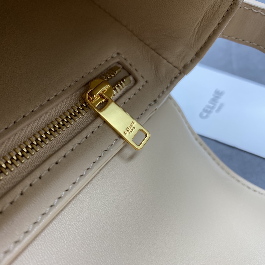 Celine Teen Triomphe Bag In Shiny Calfskin Light Beige 188423